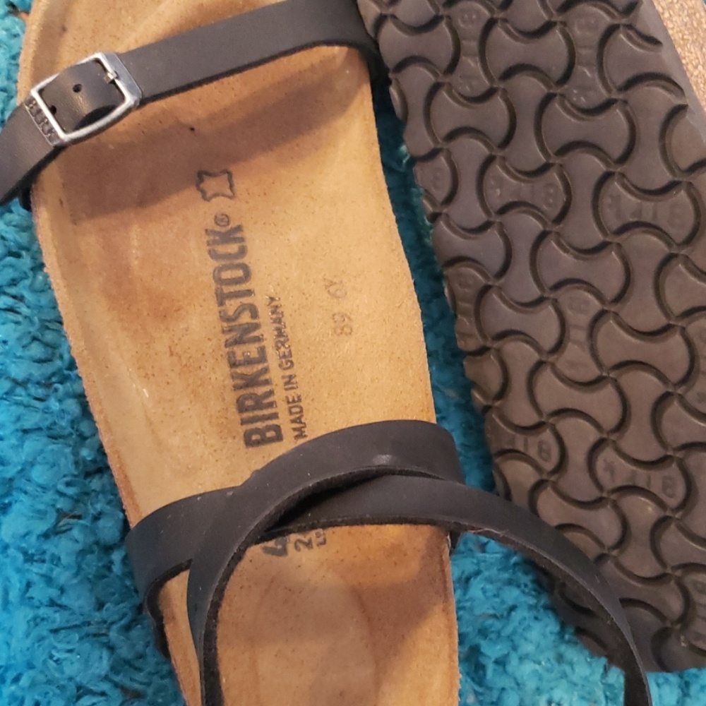 Birkenstock Wrap Sandals Black Leather Size 9/40